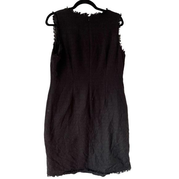 Karl Lagerfeld Black Tweed Fringe Knee Length Sheath Pocket Dress Womens Size 12 - Picture 2 of 7
